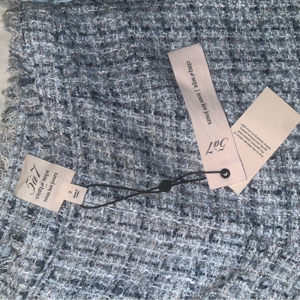 NEW $295 CINQ A SEPT coronado tweed shorts in periwinkle - Picture 4 of 5